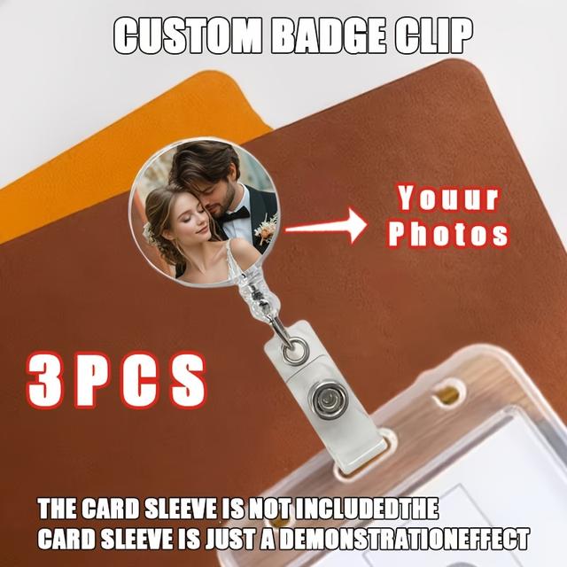 TEMU 2d Personalized Custom Image Badge Reel With Retractable Clip, Retractable Id Badge Holder, Clip-on Name Holder For Nurses, Doctors, Students, Teachers, Office Workers, Colleagues Gift