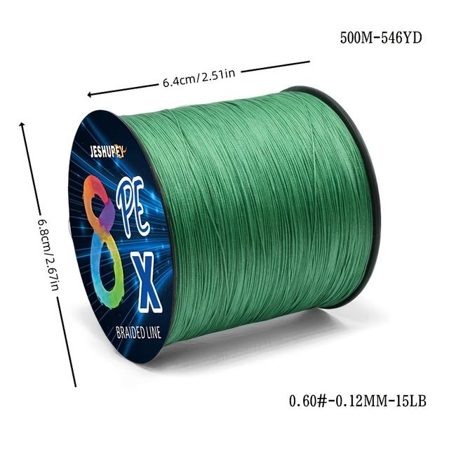TEMU 8-draads PE Vislijn, Super Sterke 300M/500M Hoofdlijn Vislijn, Groen/Grijs/Multicolor Gevlochten, Slijtvast en Duurzaam Zeevissen Aanvulling