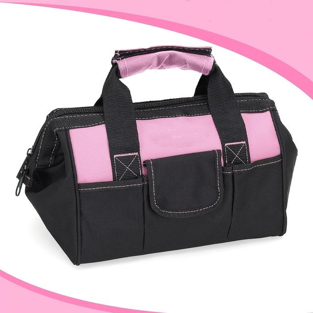 TEMU Pink Tool Bag, Wide Mouth Open Storage, 600d Polyester Fabric Material For Quality .(this Product Does Not Tools)