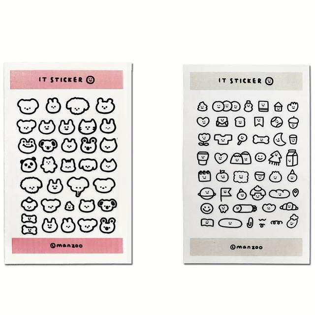 TEMU 2pcs Cute Korean Ins Black White Pet Transparent Journal Scrapbooking Sticker For Scrapbooking Decorative Material Collage Journaling