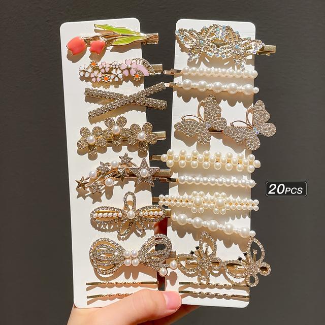 TEMU 20pcs Women's Temperament Pearl Hair Clip High-end Bangs Side Clip Hair Accessories