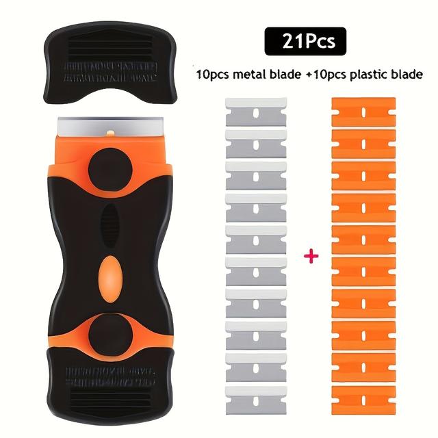 TEMU 21pcs Adhesive Grease Removal Tool Set, Professional Scraper Combination, Suitable For Windshields And Appliances, Durable With Comfortable Grip, Easily Removes Labels And Residues