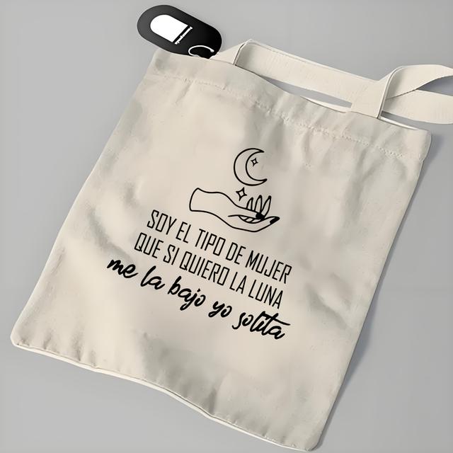 TEMU Bolsa de lona con estampado de texto inspirador, gran capacidad, estilo minimalista y duradero, ideal para graduaciones, fiestas, viajes, compras, vacaciones informales y regalos, unisex, sin .
