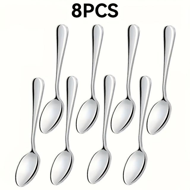 TEMU 8/12pcs Stainless Steel Coffee Spoon, Tea Spoon, Ice Cream Scoop, Suitable For Home And Restaurant Use, Mirror Polished