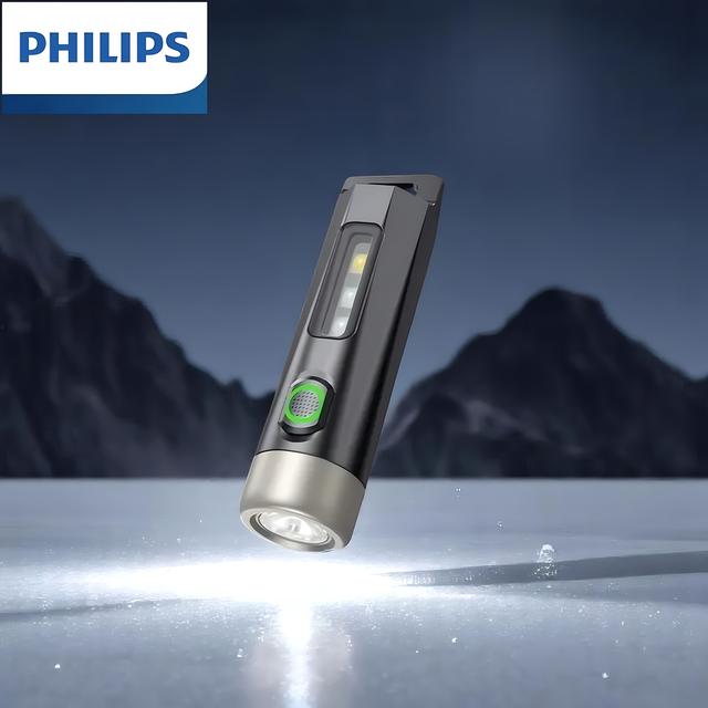 TEMU Linterna mini Philips de luz fuerte portátil con anillo para llaves, color tipo C recargable para viajes y emergencias, ajuste de regulable y función de atenuación, ideal para exteriores