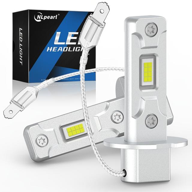 TEMU 2pcs H3 Led Fog Lights High Power Lamps H3 1:1 Fanless Led Headlight Bulb Canbus Drl Auto Light 12v 6500k White