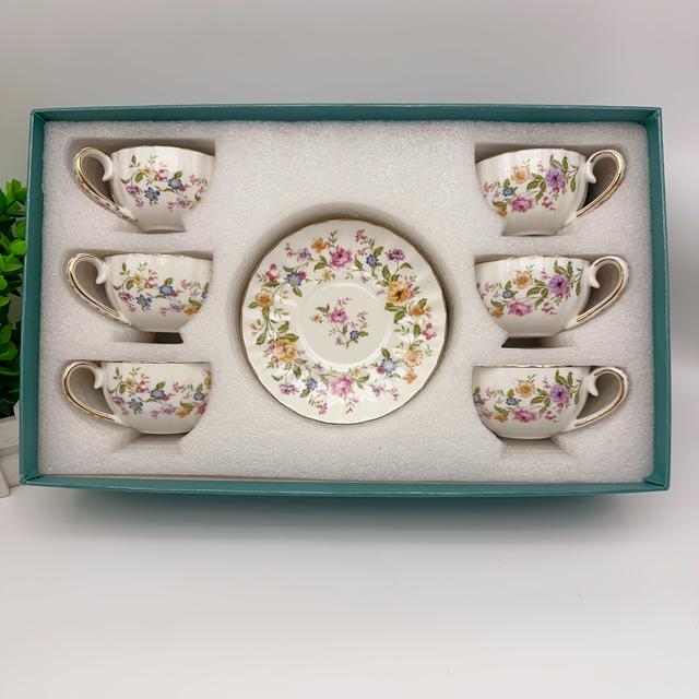 TEMU 6pcs European Style Afternoon Tea Set With Exquisite European Style Pumpkin Coffee Cup And Saucer 90ml