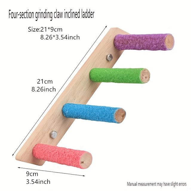 TEMU Bird Claw Grinding Perch Ladder For Parrots - Cork Wood Climbing Toy For Cage