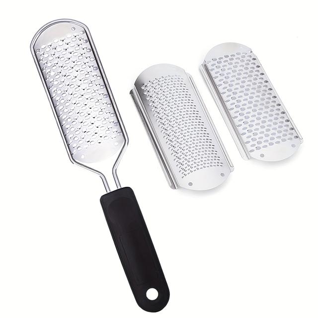 TEMU 3pcs Professional Stainless Steel Detachable Foot Cleaning Brush Hard Remover Giant Pedicure Scrubber Metal Spa Tool For Dead Light Beige Removal, Razor Scaler Suitable For Wet And Dry Feet