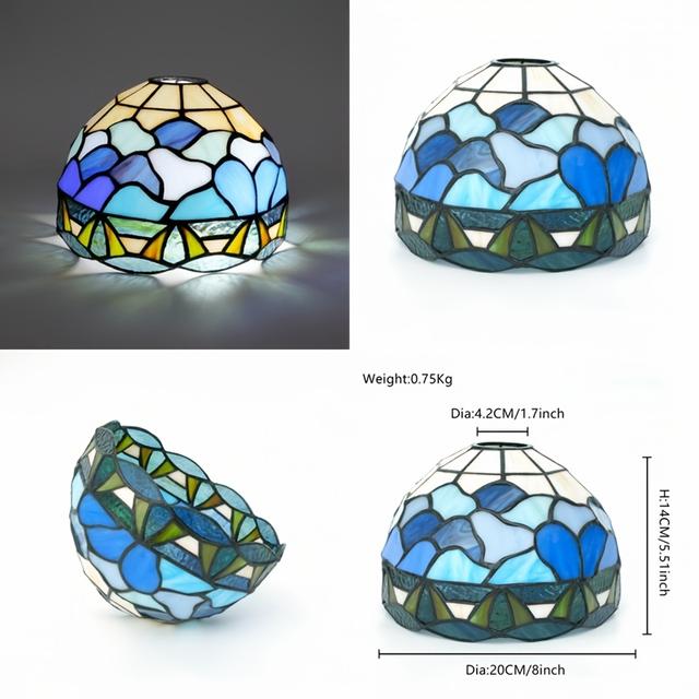 TEMU 1 Stück Farbiger Glaslampenschirm Amerikanische Landhausserie Blumen Libelle Rose Stil für Schreibtischlampe Pendelleuchte Ersatzlampenschirm 0,39" Oben x Unten x 8