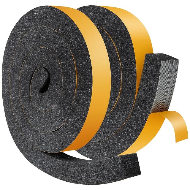 TEMU 1 Roll Black Pu Foam Tape 1-1/2" X 1-1/2" Thick - Adhesive Backing, High-density Foam For Insulating & Sealing Around Windows/doors, Noise Reduction & Energy , Peel-and-stick Design For Irregular