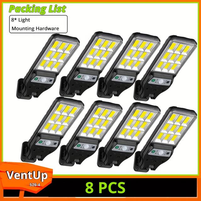 TEMU 4/6/8pcs Smart Powerful Led Solar Outdoor Garden Wall Light, Street Lights With Sensor Switch, 9cob Solar Rechargeable Exterior Wall Light For Garden, Patio, Porch, Street Light, Outdoor Lighting