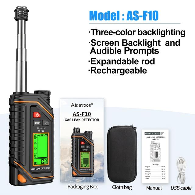 TEMU Rechargeable Digital Displayable Combustible Gas Leak Detection Combustible Gas Tester Detector, Suitable For All Combustible