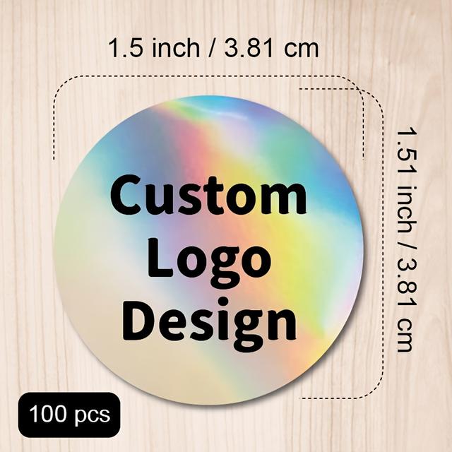 TEMU Custom Iridescent Holographic Stickers Available In Packs Of 50 Or 100, With Sizes Ranging From 1 Inch To 3 Inches, Perfect For Business Logos. Tailored Rainbow Holographic Labels For Small .
