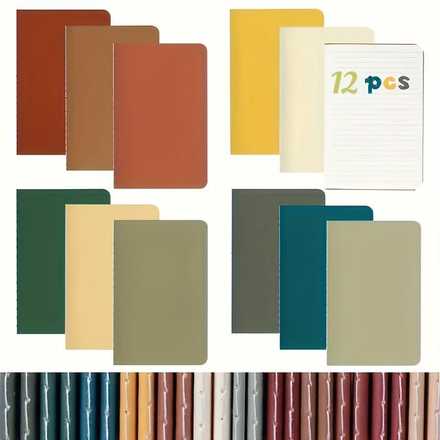 TEMU Set de 12 Mini Cuadernos - Diarios de Bolsillo Brillantes con 30 Hojas/60 Páginas - Ideal para , Viajeros y Material Escolar