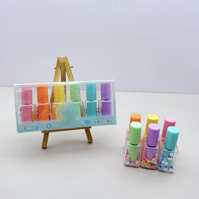TEMU 6- Nail Polish Bottle Shaped Highlighter, Back-to-school Marker, Colored Marker In Colors, Suitable For Students, Artists And Office Workers, Stationery Gifts