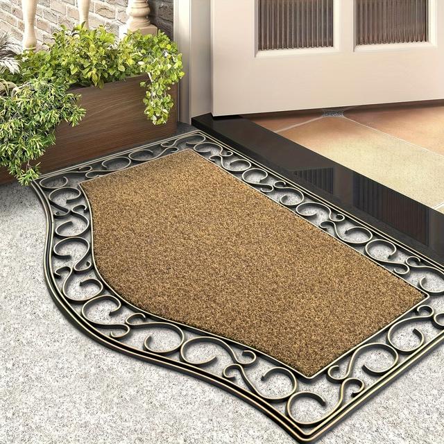 TEMU A Pvc Hollow Semi-circular Multifunctional Doormat For Outdoor Use, Slip-resistant, Mud-, Easy To Clean, Durable, And Suitable For Holiday Decorations, Measuring 45*75