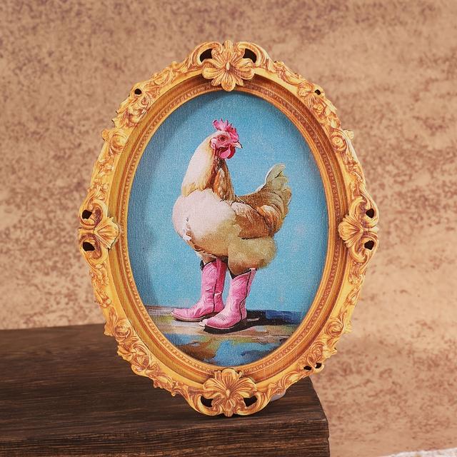 TEMU 1 Vintage Oval Pink Chicken Refrigerator Magnet | , Fun Home Decor Prop, Great Holiday Gift