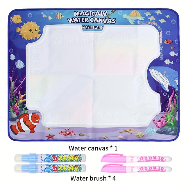 TEMU 1pc Water Paintable Art Mat - Reusable Mess- Board With Water-soluble Markers-like Effect, Portable -standing Pet Surface For Watercolor Painting, Easy Clean & Storage Cloth Included (no )