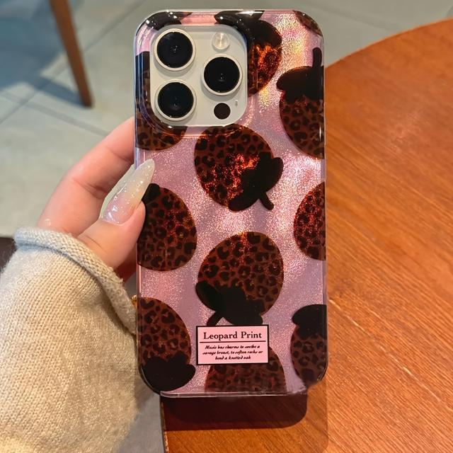 TEMU Phone Case: Water Ripple Glitter Brown Leopard Print Strawberry Phone Case For Iphone 11 12 13 Pro Max