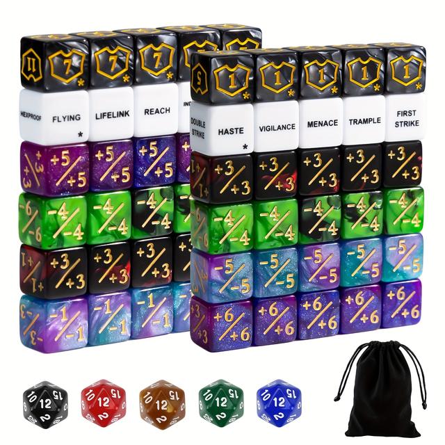 TEMU Set Of 65 Multi-colored Dice Counters Featuring , Tokens, And Life Counters, Designed For Tabletop Gaming, , And For Magic Assembly Meetings