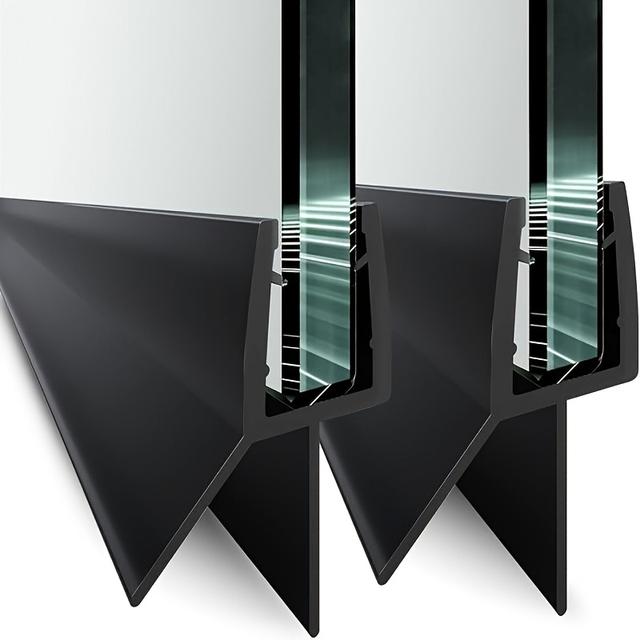 TEMU 2 Szt. 90cm Uszczelka Podłogowa do Drzwi Prysznicowych Bezramkowe, Czarna Taśma PVC Przeciw Wyciekom dla Szklanych Drzwi Prysznicowych 4-6mm