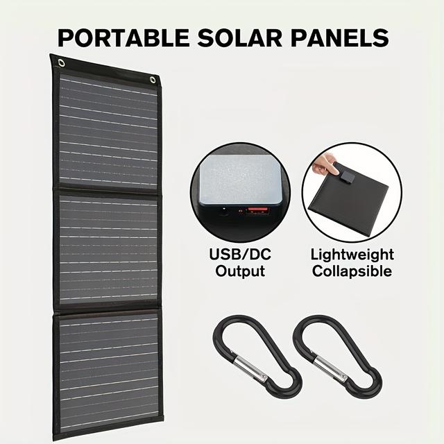 TEMU Solar-Lade-Pack für den Außenbereich, faltbar, USB-12V- + -Direktausgang 18V, , erzeugt überall, wo Licht ist. Geeignet für Handyakkus, Tablet-Ladegeräte Outdoor-Camping-/Wohnmobil-Reisen