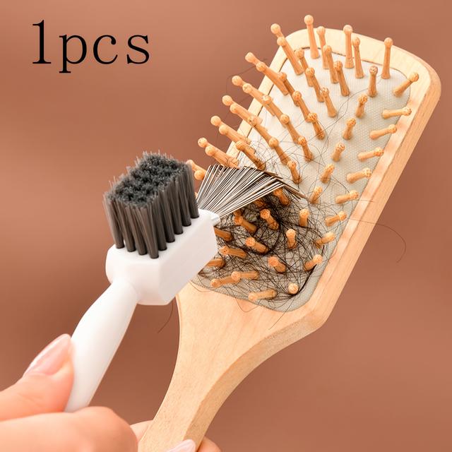TEMU Інструмент 2-в-1 для чищення щітки та гребінця для волосся - зручна ручка, міцна гребінець з нержавіючої сталі для видалення лусочок та пилу, підходить для домашнього та салонного використання.