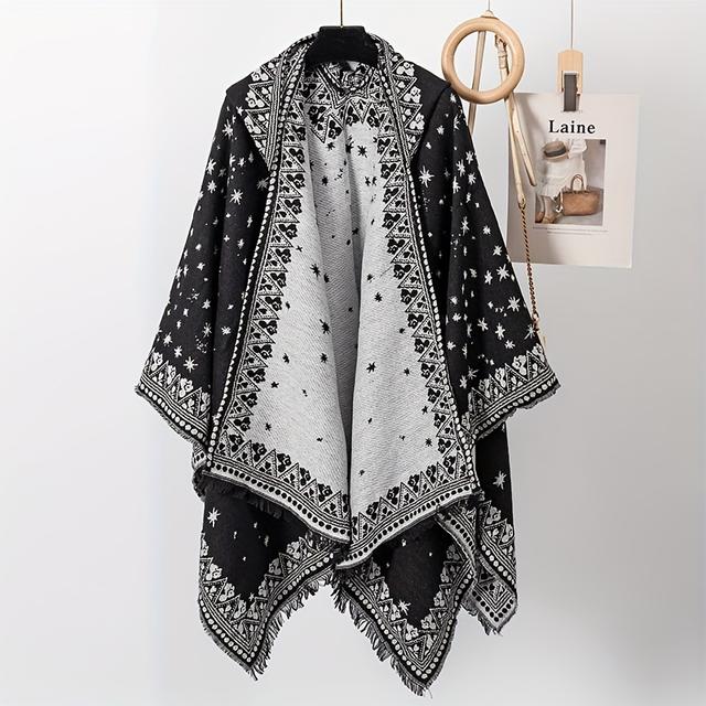 TEMU 新作秋冬レディース厚手ケープ クリスマススタークローク 両面デュー 暖かい アウトドア多用途着用
