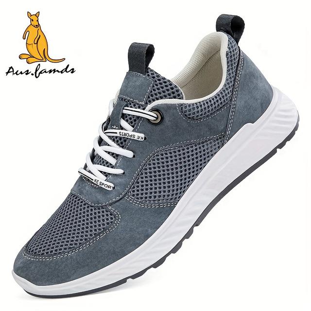 TEMU أحذية رجالية كاجوال من AUSFAMDS، أحذية صيفية شبكية بتصميم مفرغ، خفيفة الوزن، قابلة للتنفس، مضادة للروائح، أحذية مشي برباط