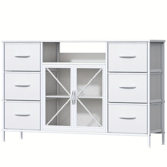 TEMU Storage Unit With 6 Fabric Drawers And A Metal Frame, Suitable For Organizing Items In The Bedroom Or Hallway, In A Grey Color