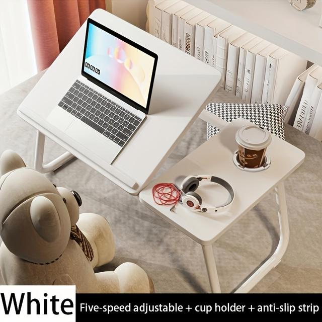 TEMU 1pc Five-speed Adjustable + Cup Holder + Anti-slip Strip/folding Study Table/ Table/laptop Table/offictable/lazy Table/bede, Lap Desk/bedtable/multifunctional Table