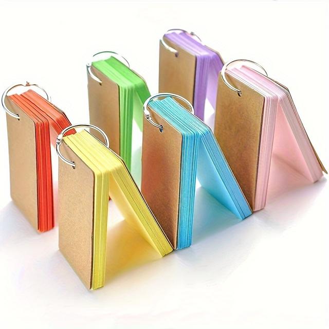 TEMU A Set Of 6 Review Cards: 300 Blank Index Cards With Ring Binders - Suitable For Studying, Diy Cards, Bookmarks, Etc. - In Multiple Colors