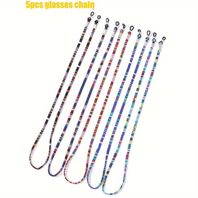TEMU 5pcs Of Bohemian Style Multicolored Glasses Straps, Non-slip Glasses Chains, Hanging Cords For Reading Glasses, Colorful Eyewear Chains