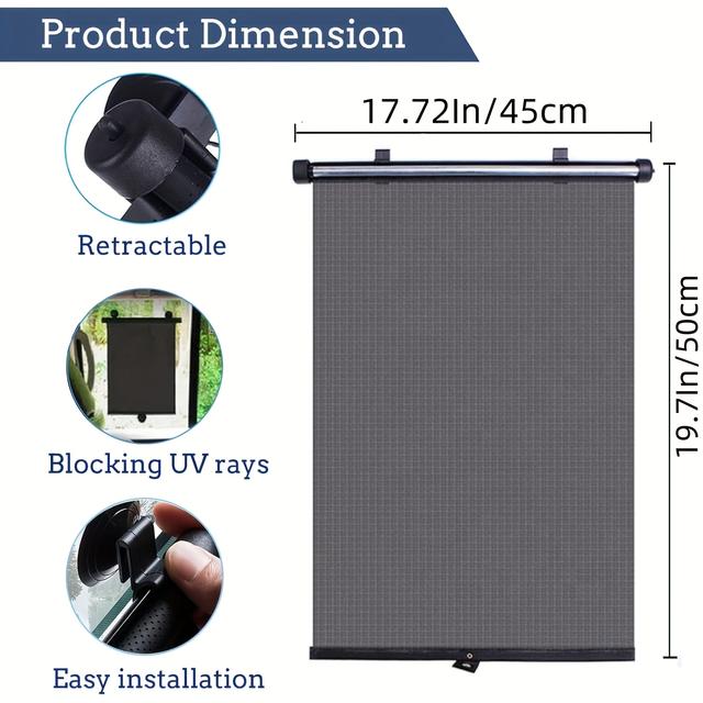 TEMU Car Window Shades, 1 Pack Window Shade For Men In Cars, Retractable Car Window Shade For Men, Side Window Sun Shade Block And Sunlight(15.7x18.5)