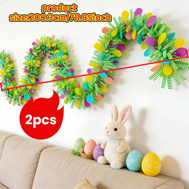 TEMU 2pcs = 157.7 Inch Total Length Garland, Featuring Striped Metallic Twist Design, Embellished With Colorful Metallic Foil Decorative And Confetti, Suitable For Indoor And Outdoor Hanging