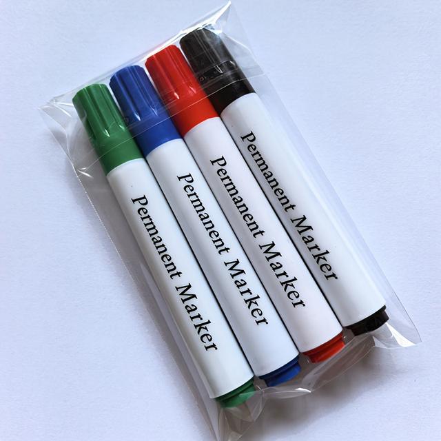 TEMU Set Of 4 Permanent Markers, Suitable For Writing On Surfaces , Wood, Metal, Plastic, And Rubber