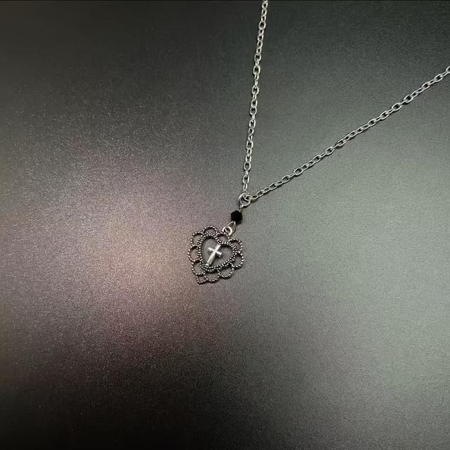 TEMU Modny Czarne Gotyckie Naszyjniki z Krzyżem, Ażurowy Wisiorek w Kształcie , Modne Dodatki, Dodatki Męskie i Damskie