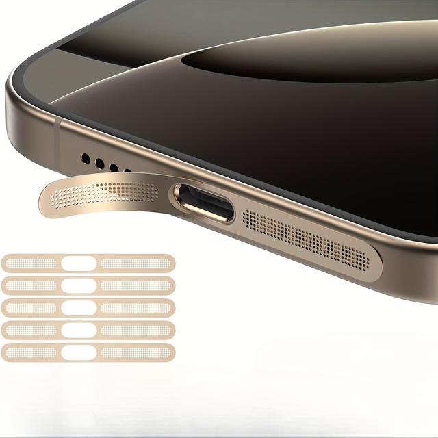 TEMU Metal Dustproof Grid For Iphone 16/15/14/12 Series, Made Of Durable Metal Material, 5pcs Set