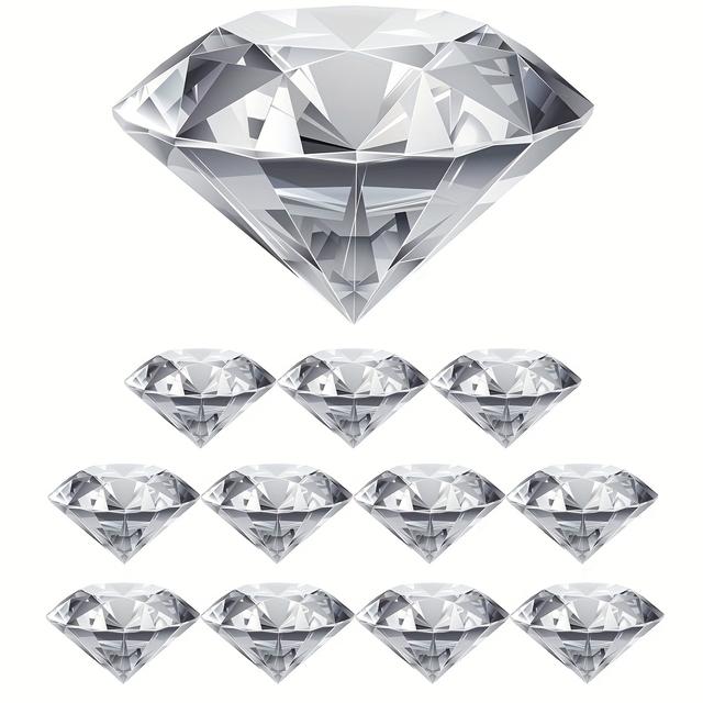 TEMU 30 Diamantes Acrílicos Grandes Transparentes, Ideales para Decoración de Bodas, Decoración del Hogar, Adornos de Diamantes de Cristal Acrílico, Rellenos de Jarrones y Decoraciones Navideñas