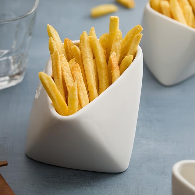TEMU Keramische Kookkom met Gevouwen Rand voor Frietjes, Creatieve Functie voor Hotel Servies, Snack Schaal, Saus en Condiment Schaal