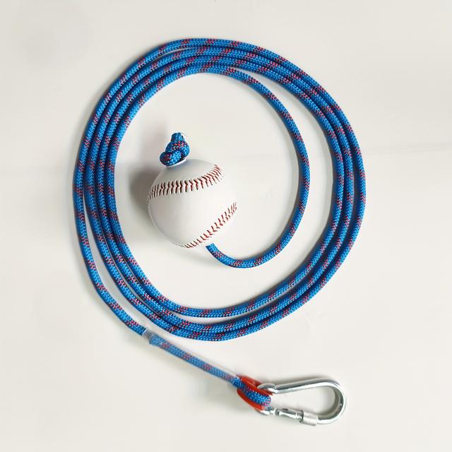 TEMU 청소년을 위한 블루 & 오렌지 로프가 달린 내구성 있는 PU 베이스볼 타격 훈련용 타프 - 스윙 정확도, 손-눈 협응력 및 타이밍 향상