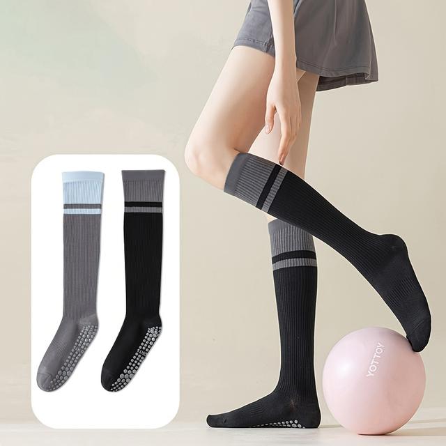 TEMU 2팩 남녀공용 압박 양말 - 고압축 풀 길이 (무릎 위) 타이트핏 운동용 타이츠, 보온, 헬스 러닝 요가, 겨울용 - 유니섹스 핏 (손세탁 전용) - 내구성 강함