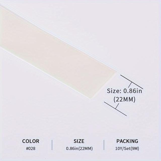 TEMU Starožitná Bílá Pevná Dvojstranná Saténová Stuha (0.86 Palce * 10 Yardů), Balení Dárků, Řemesla, Výroba Mašlí, Kytice Květin, Svatební Dekorace, Vlasové Dopňky, Vánoce, Halloween