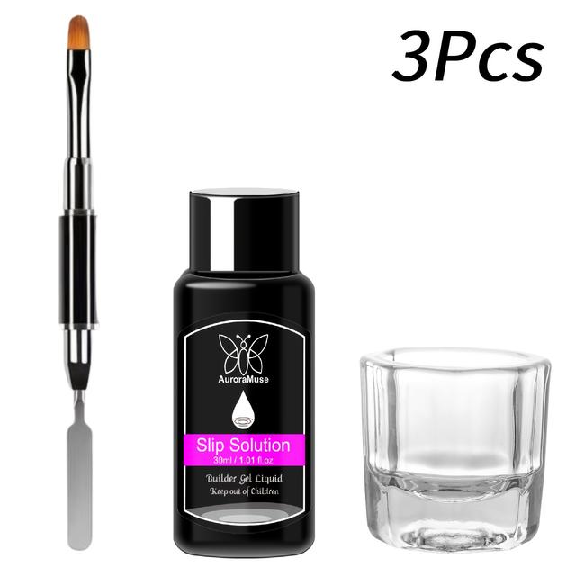 TEMU 1set, 30ml Poly Nail Gel Slip Solution Kit With Double Head Glue Taking Pen Glass Cup And Cleaner Nail Slip Solution For Nail Extensions Gel For Easy Diy Polygel Nails