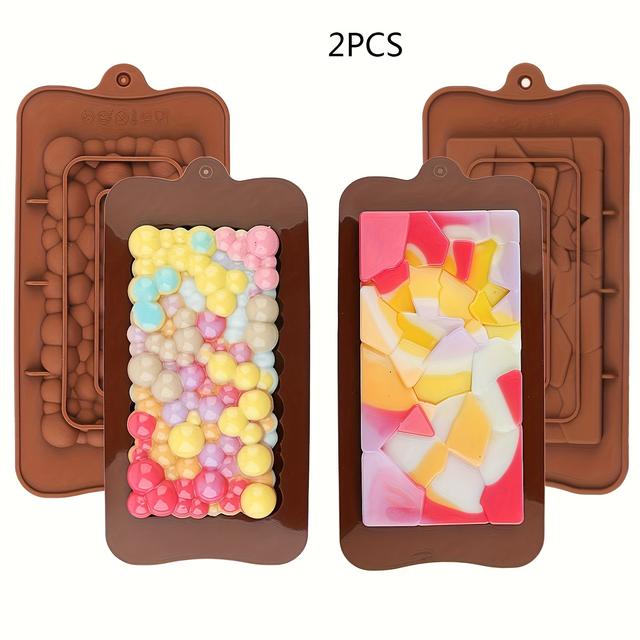 TEMU 2pcs Full-size Chocolate Molds For Cake Decoration, Baking Tools For Candy Mousse Cookie Molds, Food-grade Silicone Molds