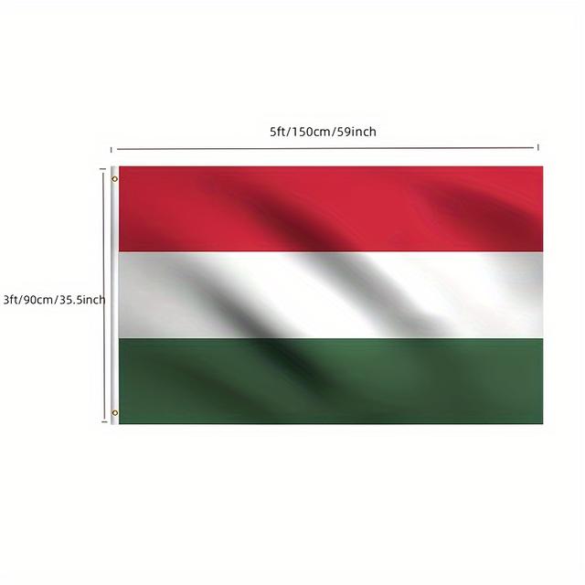 TEMU Jednostranná maďarská vlajka z 100D polyesterové tkaniny, jednostranný potisk 90X150 cm, vhodná pro vnitřní i venkovní party dekorace, dostupná ve velikostech 3X5 stop, 4X6 stop, 5X8 stop