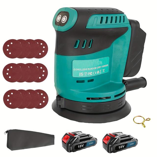 TEMU Ponceuse fil 125 mm pour batterie Makita 18V X2, pour poncer et polir , 12 feuilles de papier abrasif incluses