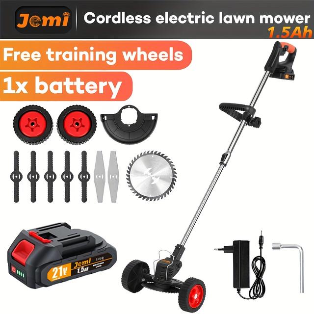 TEMU Recortadora de césped eléctrica inalámbrica Jemi Tool, recargable con batería de 21V para cortar , adecuada para recortar césped en jardines y patios