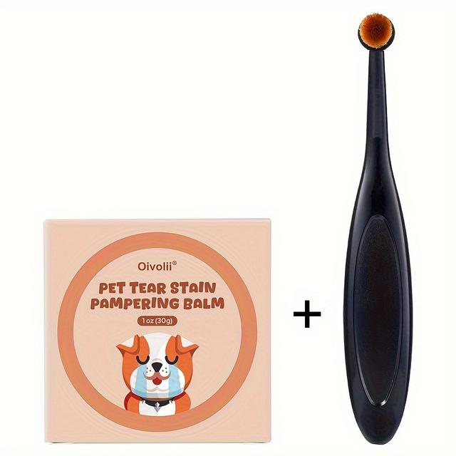 TEMU Pet Tear Stain Remover Cream With Professional Applicator, Eye Care For Dogs And Cats, Natural And Safe Tear Stain Removal, Gentle And Effective Cleaning Without Irritation, 1oz